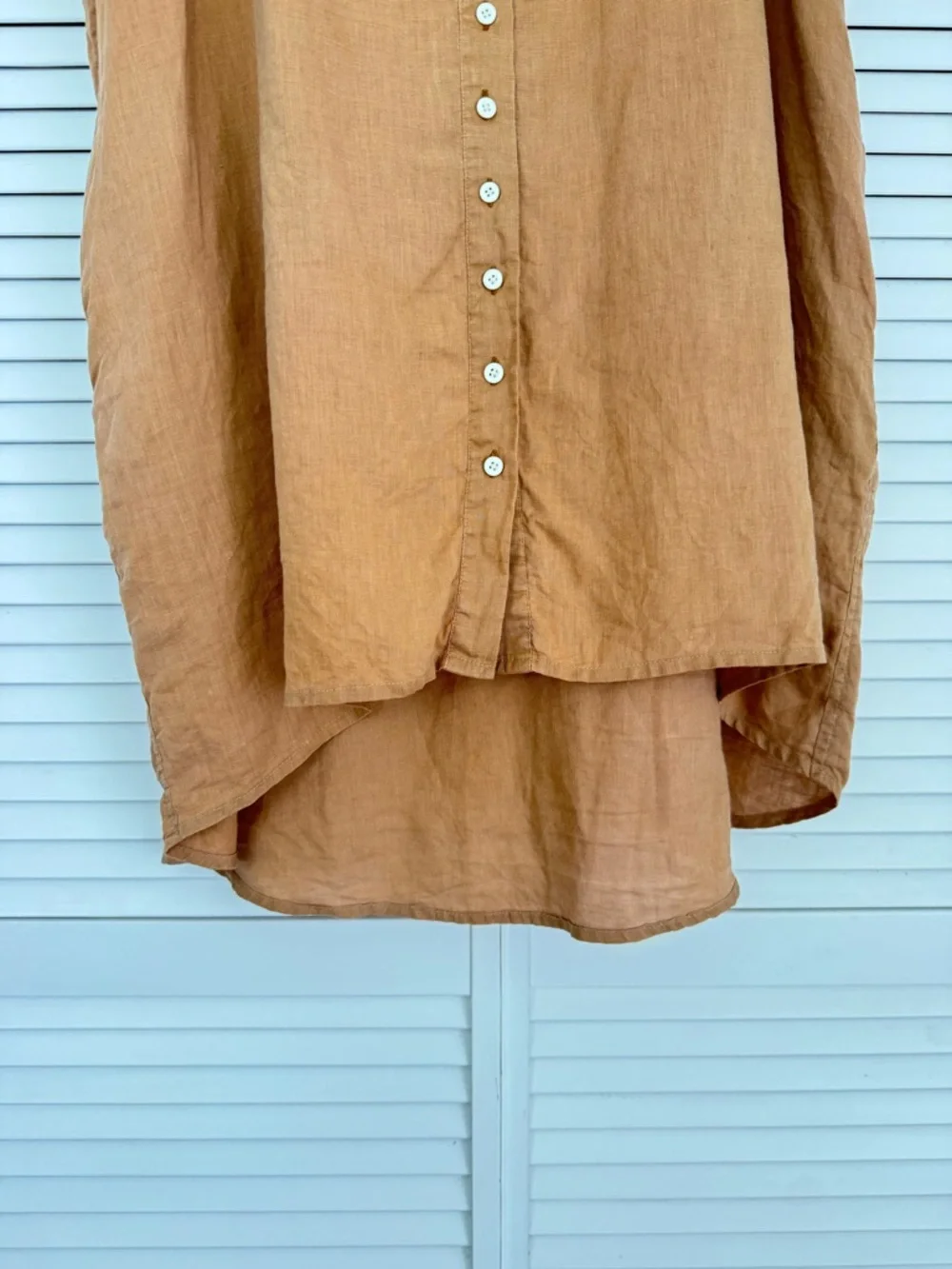 Olympia Etal Rhodes Oversized Button-Front Linen Shirt Dress - Women Small - Picture 8 of 8